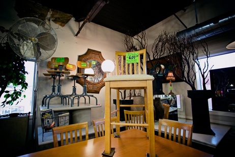 Used furniture on display