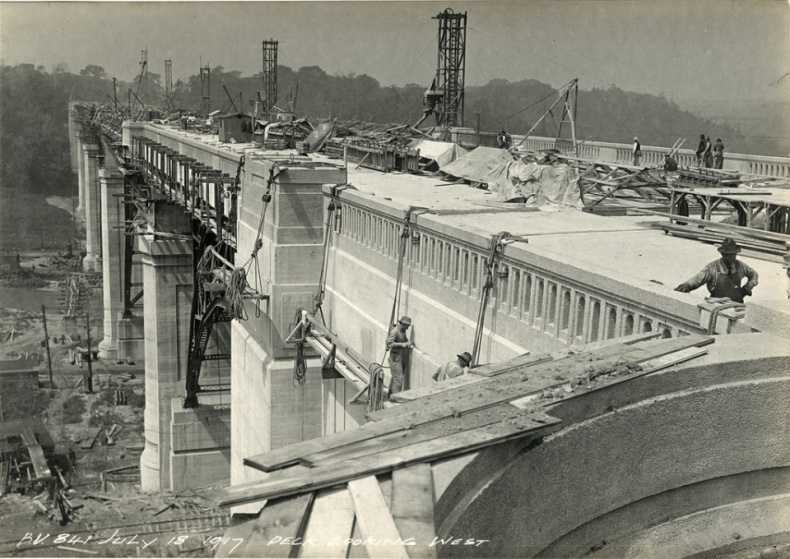 Workers on Bloor Viaduct Construction
